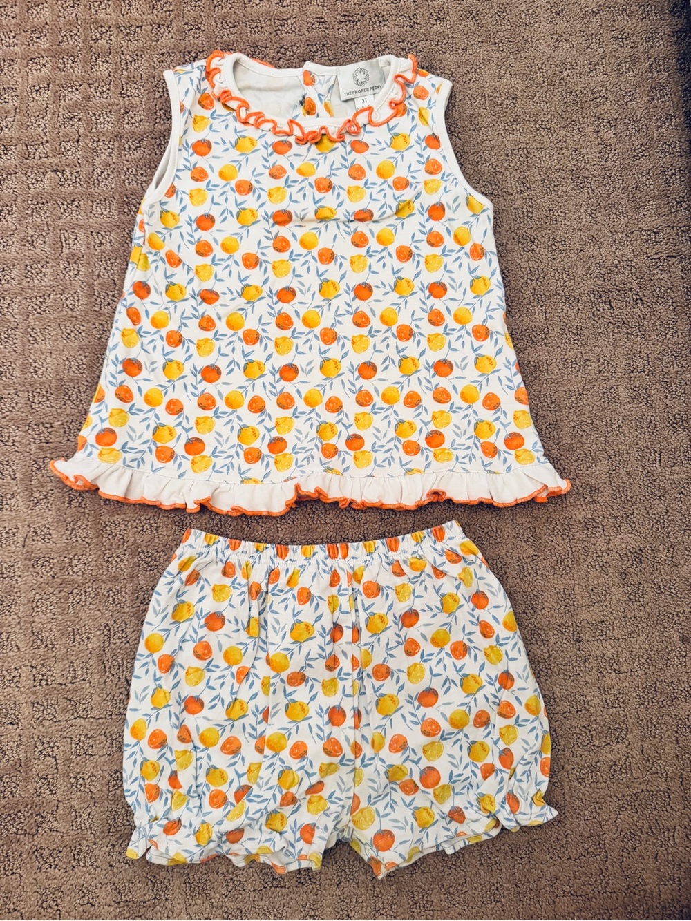 Proper Peony Orange & Yellow Citrus Top and Shorts Set